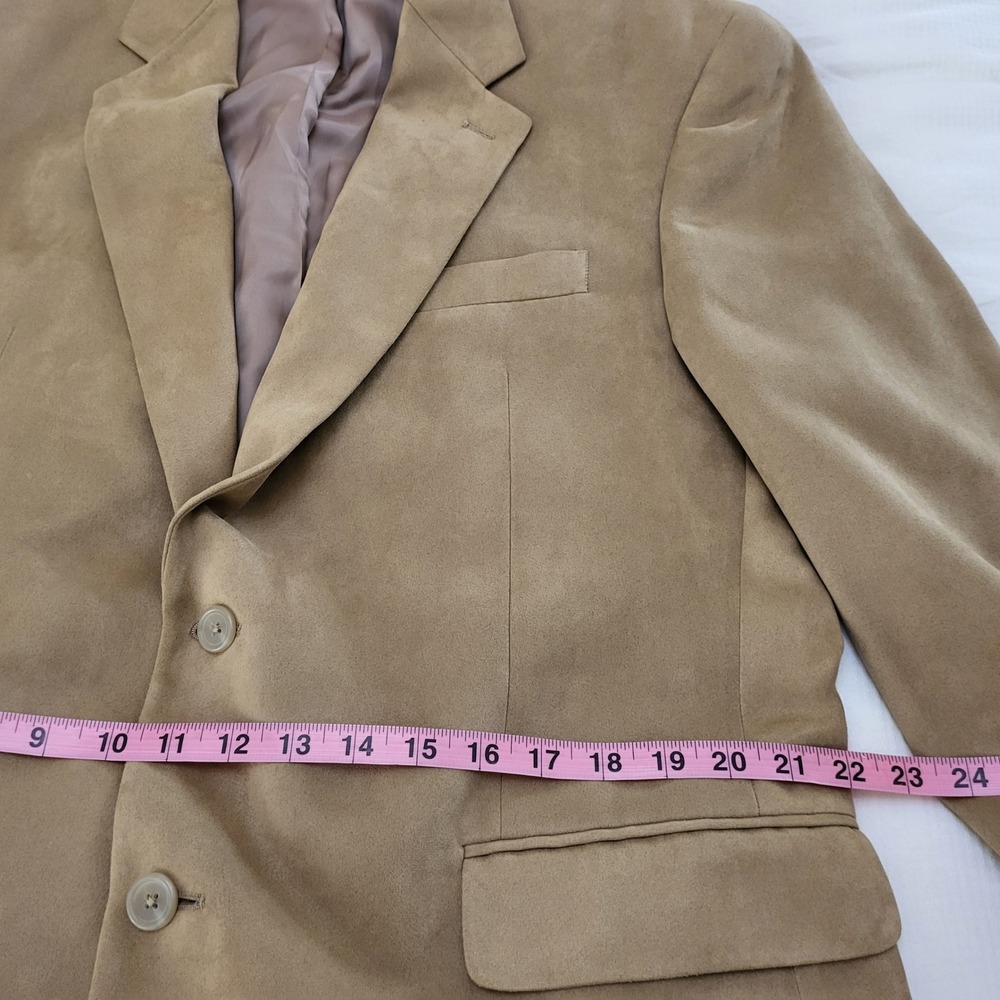 Lauren Ralph Lauren Tan Beige Faux Suede 2 Button Blazer Sport Coat 44R - Picture 12 of 12